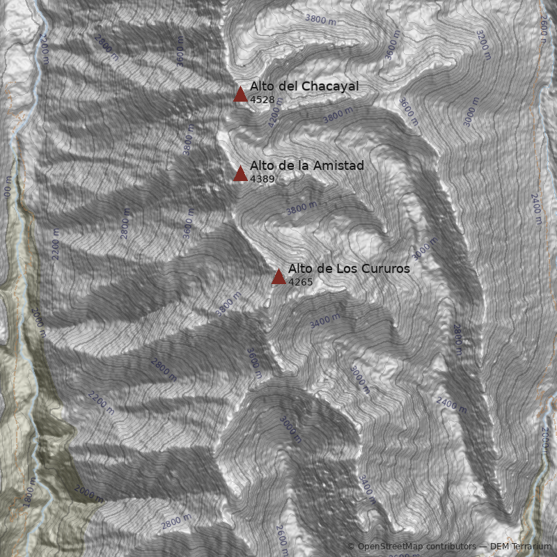 Mapa Cerro Alto de Los Cururos