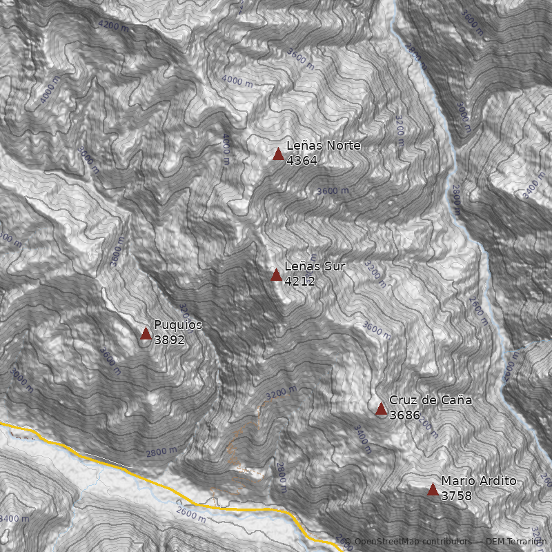 Mapa Cerro Leñas Sur