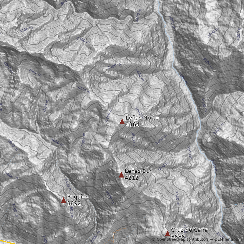 Mapa Cerro Leñas Norte