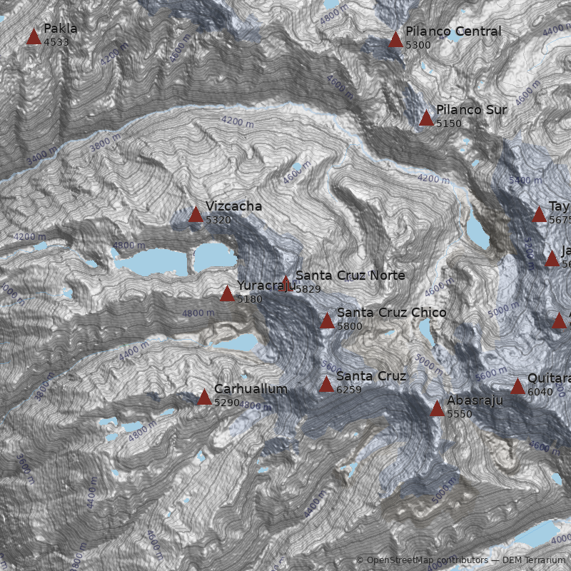 Mapa Nevado Santa Cruz Norte
