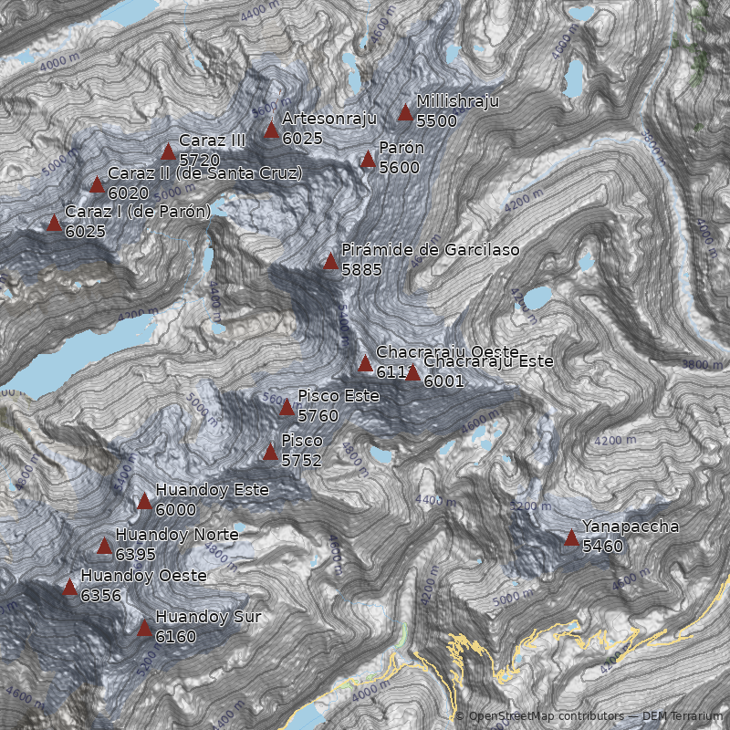 Mapa Nevado Chacraraju Oeste