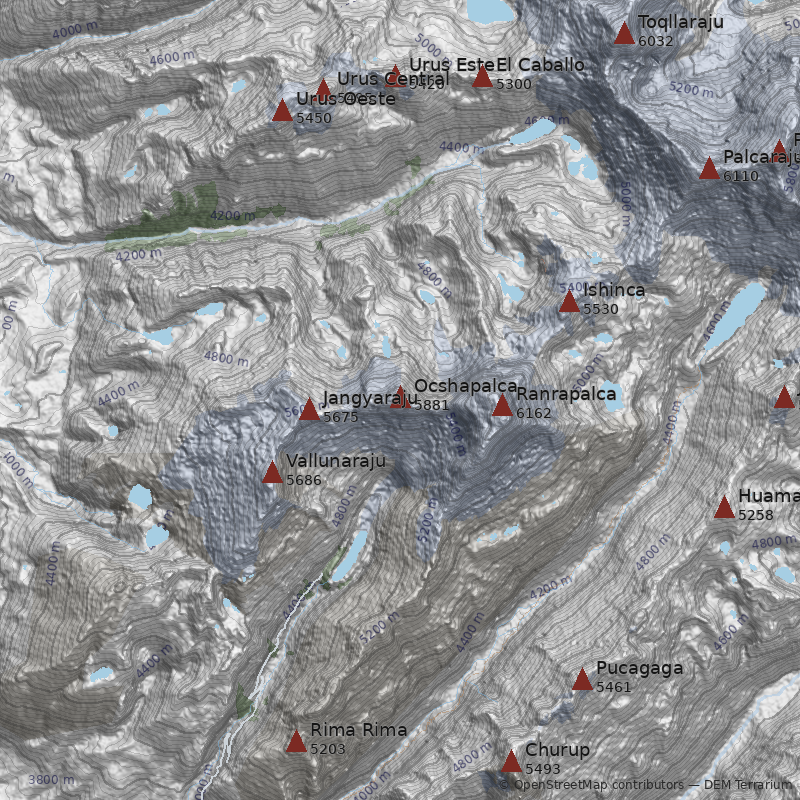 Mapa Nevado Ocshapalca