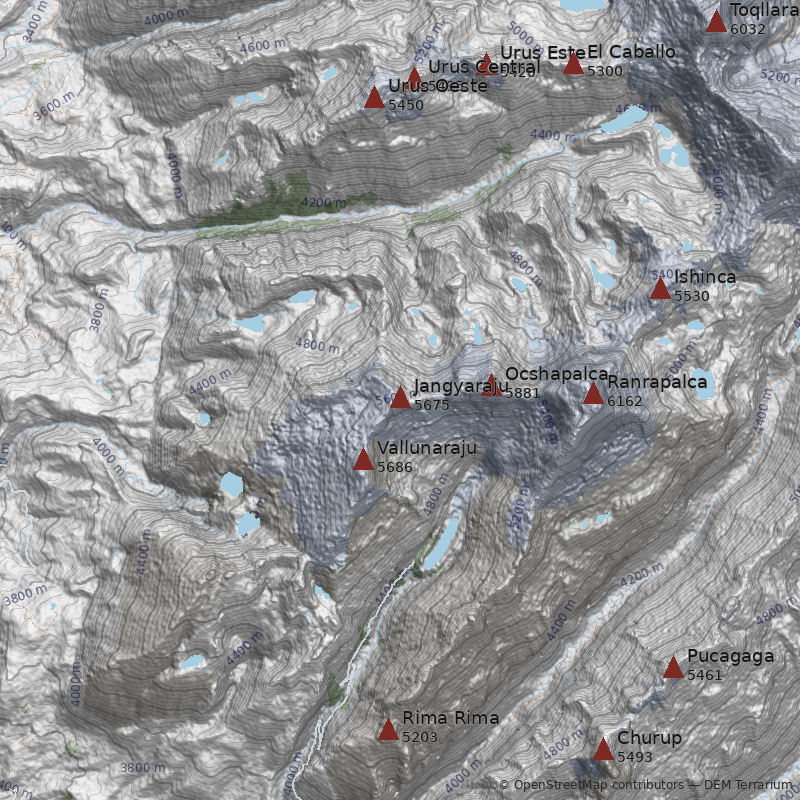 Mapa Nevado Jangyaraju