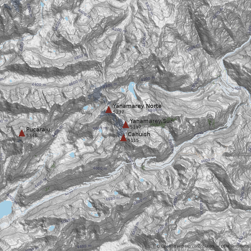 Mapa Nevado Yanamarey Sur