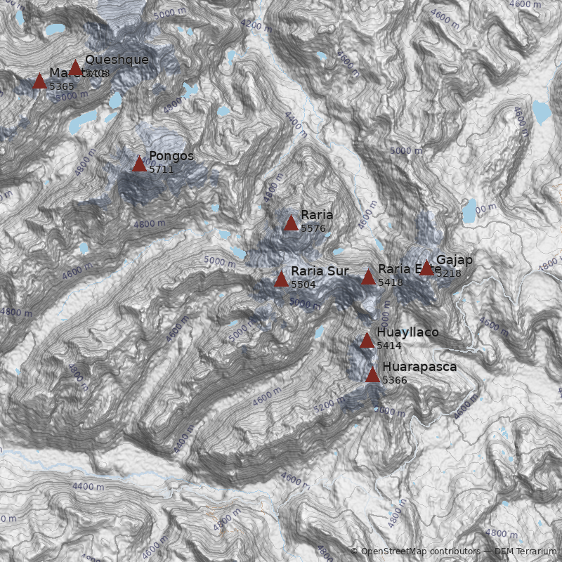 Mapa Nevado Raria Sur