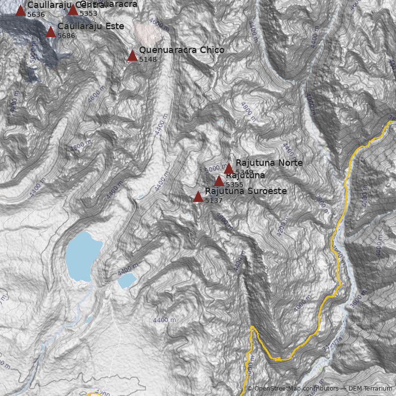 Mapa Nevado Rajutuna Suroeste