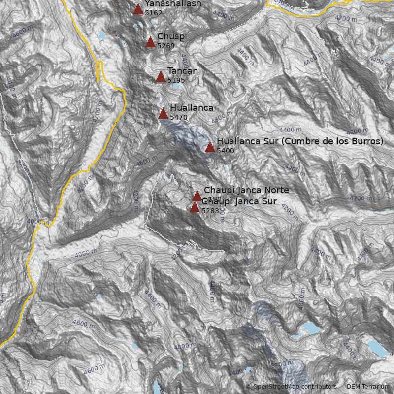 Mapa Nevado Chaupi Janca Norte