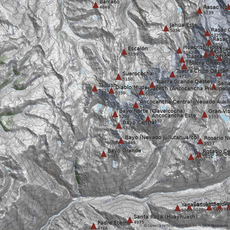 Mapa Nevado Bayo Norte (Clavelcocha)