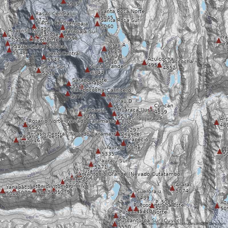 Mapa Nevado Huaraca (Jurau E)