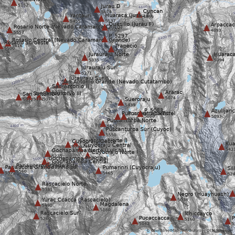 Mapa Nevado Puscanturpa Central