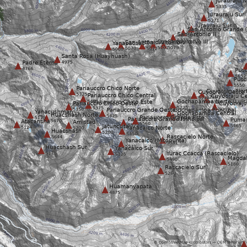 Mapa Nevado Pariauccro Grande Principal