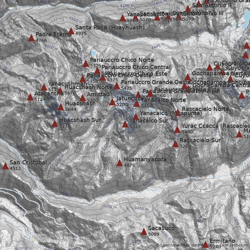 Mapa Nevado Yanacaico Sur
