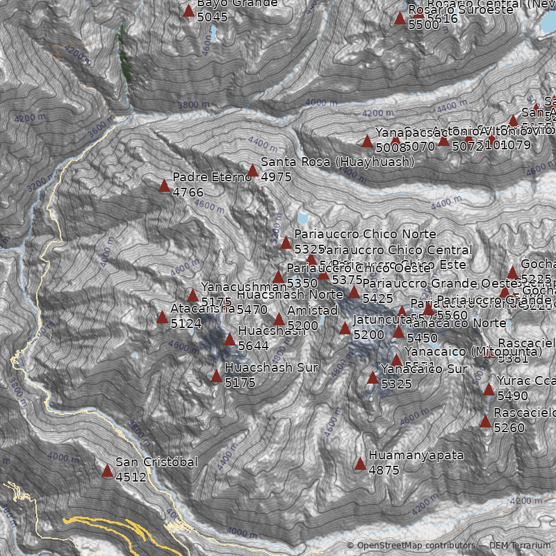 Mapa Nevado Pariauccro Chico Oeste