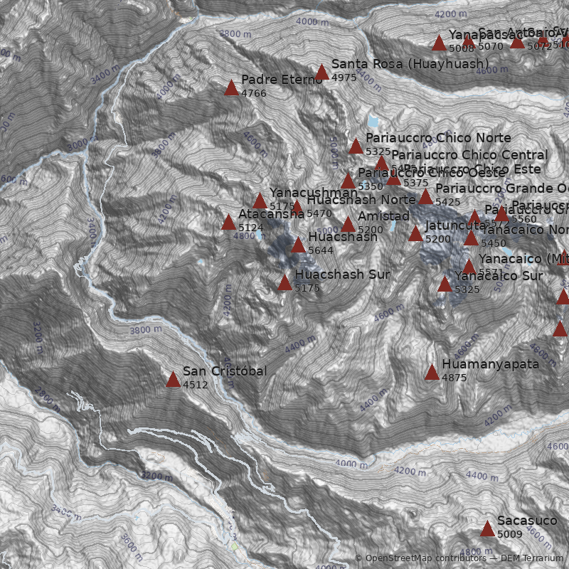 Mapa Nevado Huacshash Sur