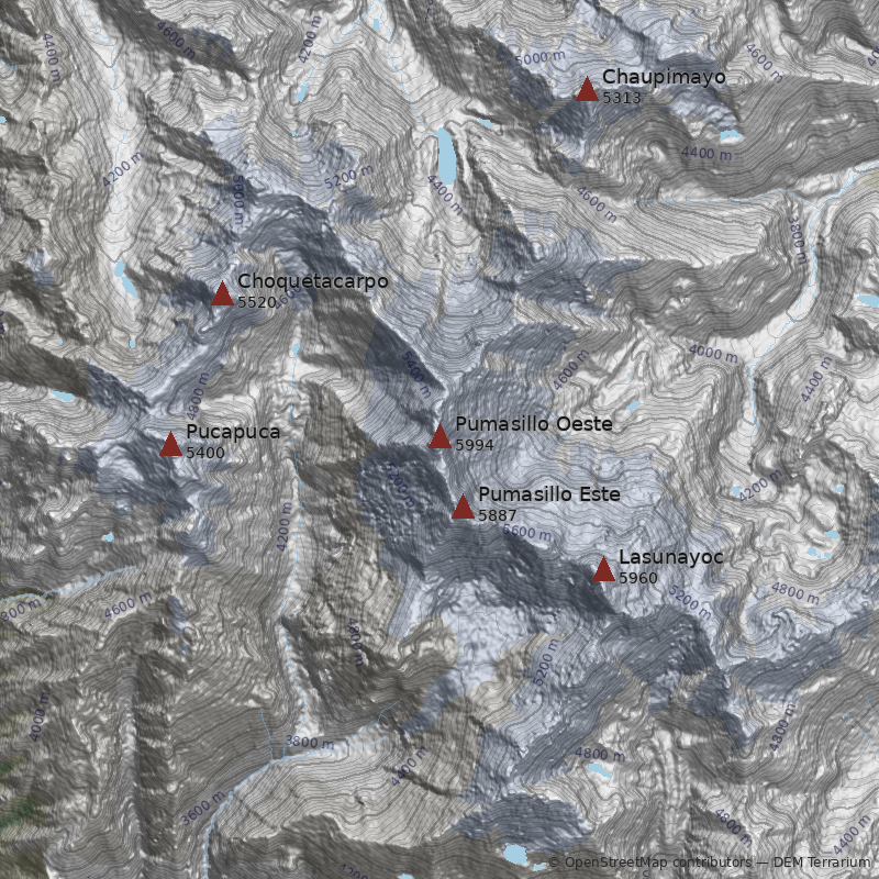 Mapa Nevado Pumasillo Oeste