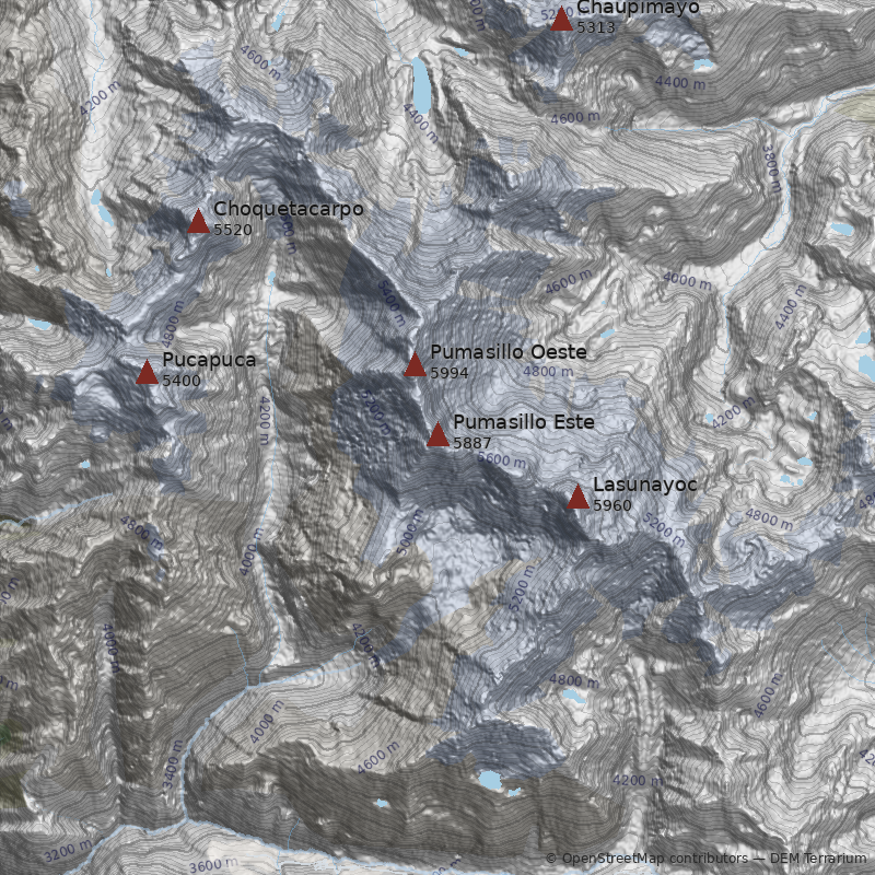 Mapa Nevado Pumasillo Este