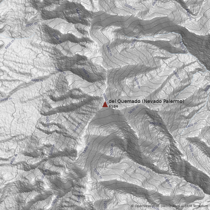 Mapa Morro del Quemado (Nevado Palermo)