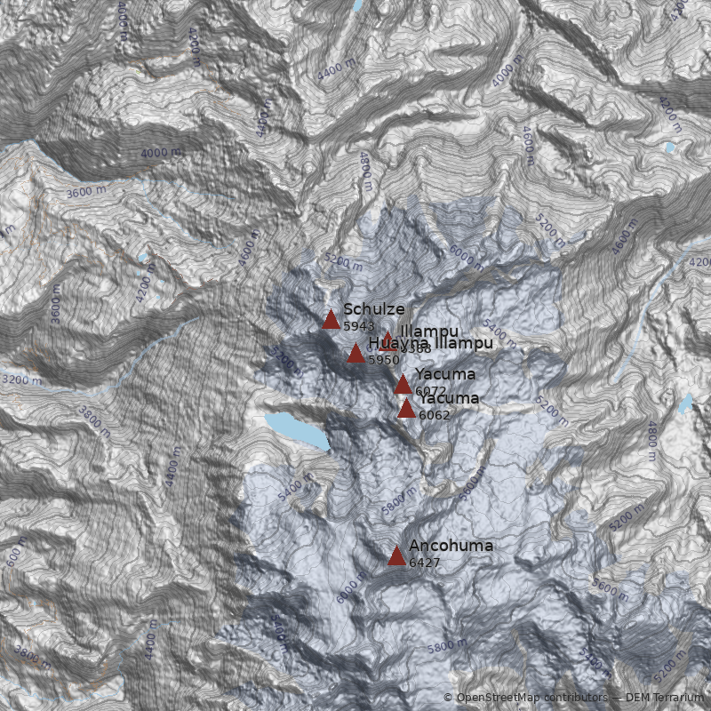 Mapa Cerro Huayna Illampu