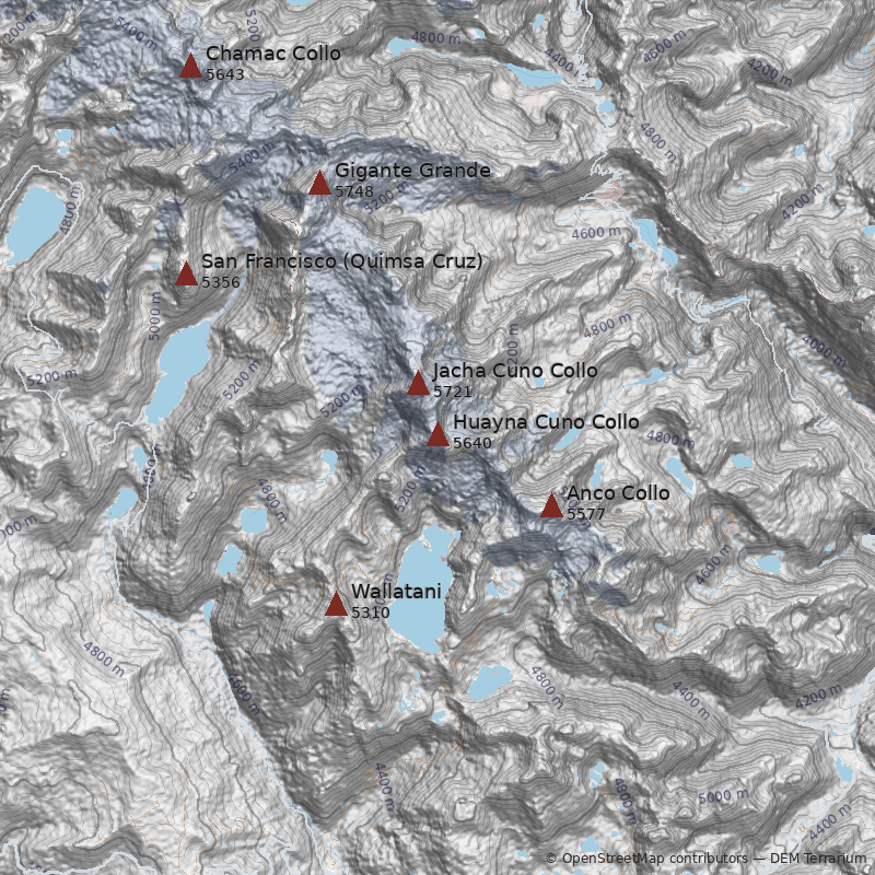 Mapa Cerro Huayna Cuno Collo