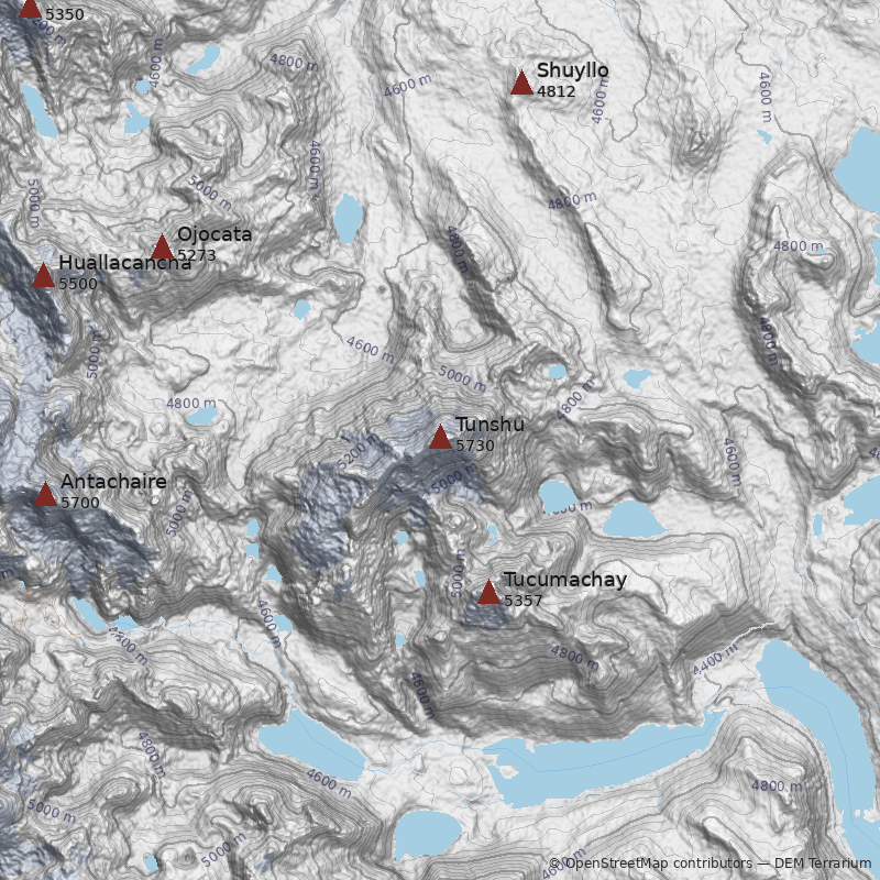 Mapa Nevado Tunshu