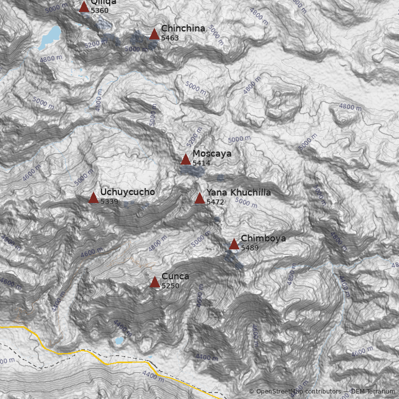 Mapa Nevado Yana Khuchilla