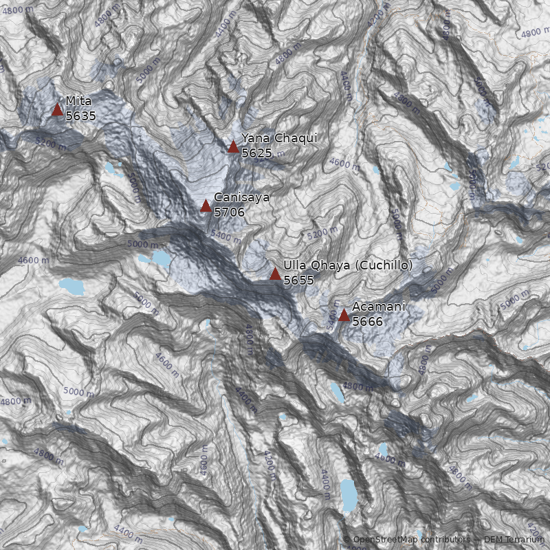 Mapa Cerro Ulla Qhaya (Cuchillo)