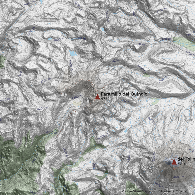 Mapa Volcán Paramillo del Quindío