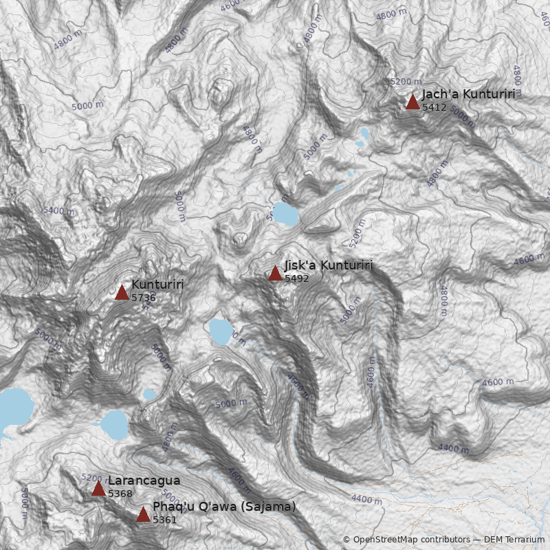 Mapa Cerro Jisk'a Kunturiri