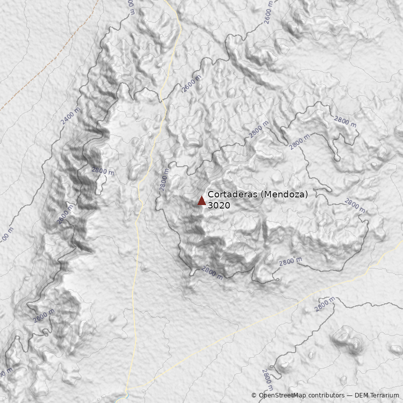 Mapa Cerro Cortaderas (Mendoza)