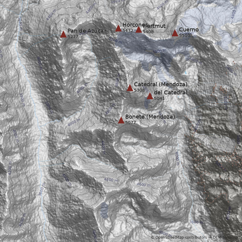 Mapa Cerro Bonete (Mendoza)