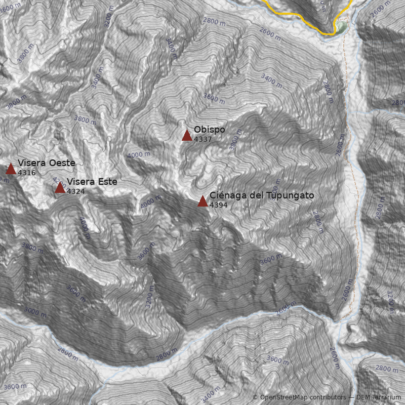 Mapa Cerro Ciénaga del Tupungato