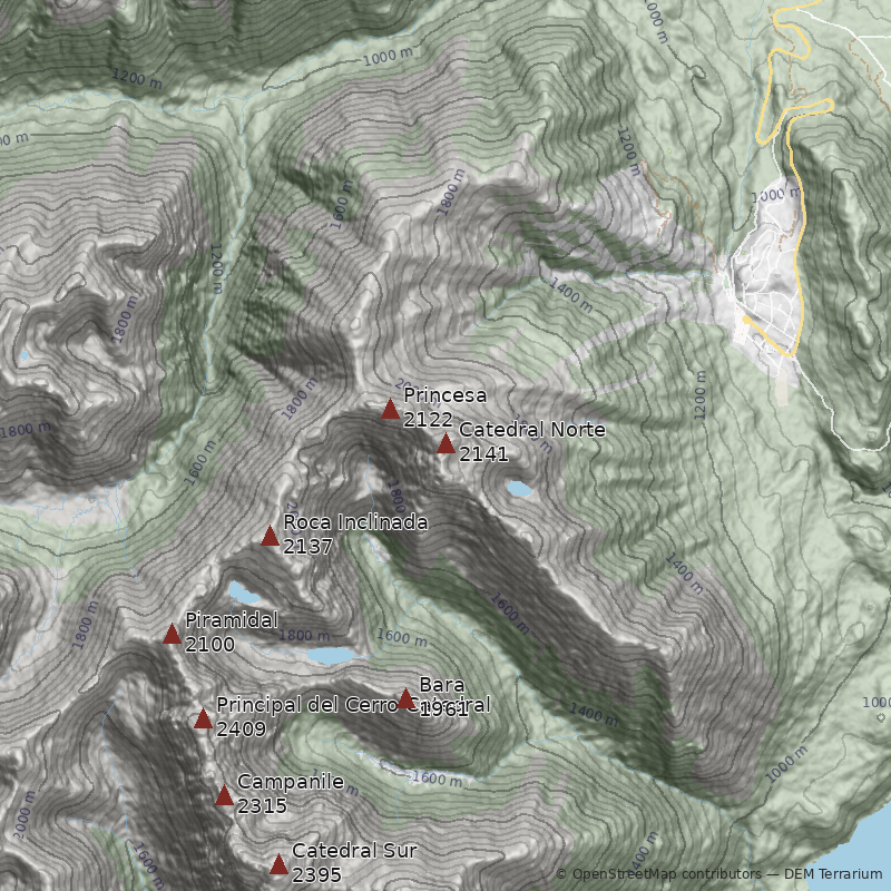 Mapa Cerro Catedral Norte