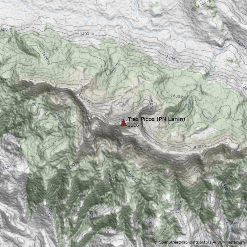 Mapa Cerro Tres Picos (PN Lanín)
