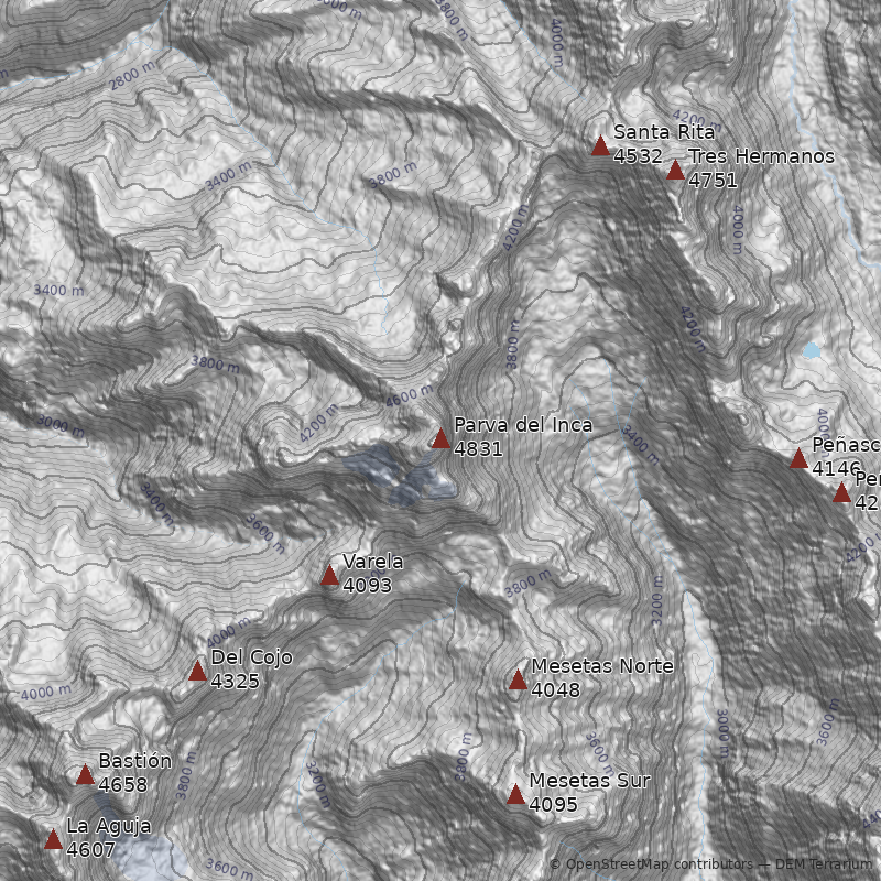 Mapa Cerro Parva del Inca