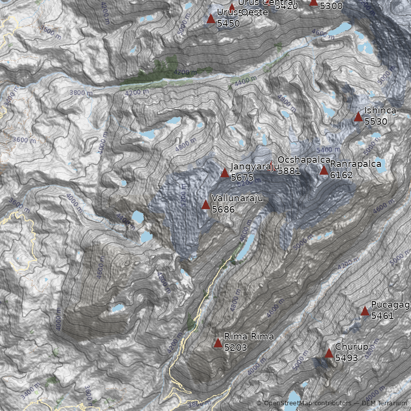 Mapa Nevado Vallunaraju