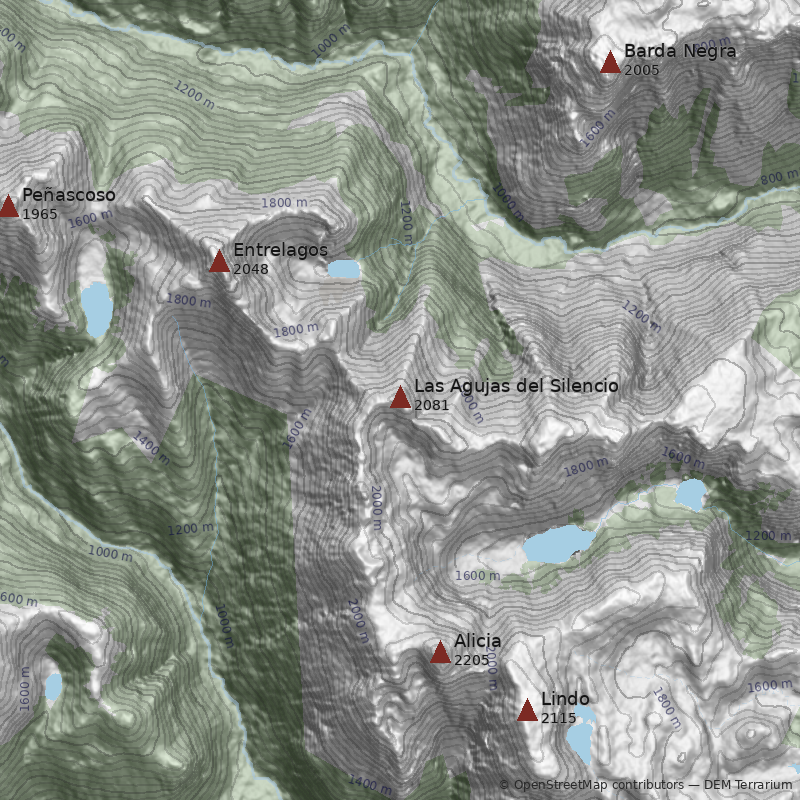 Mapa Cerro Las Agujas del Silencio