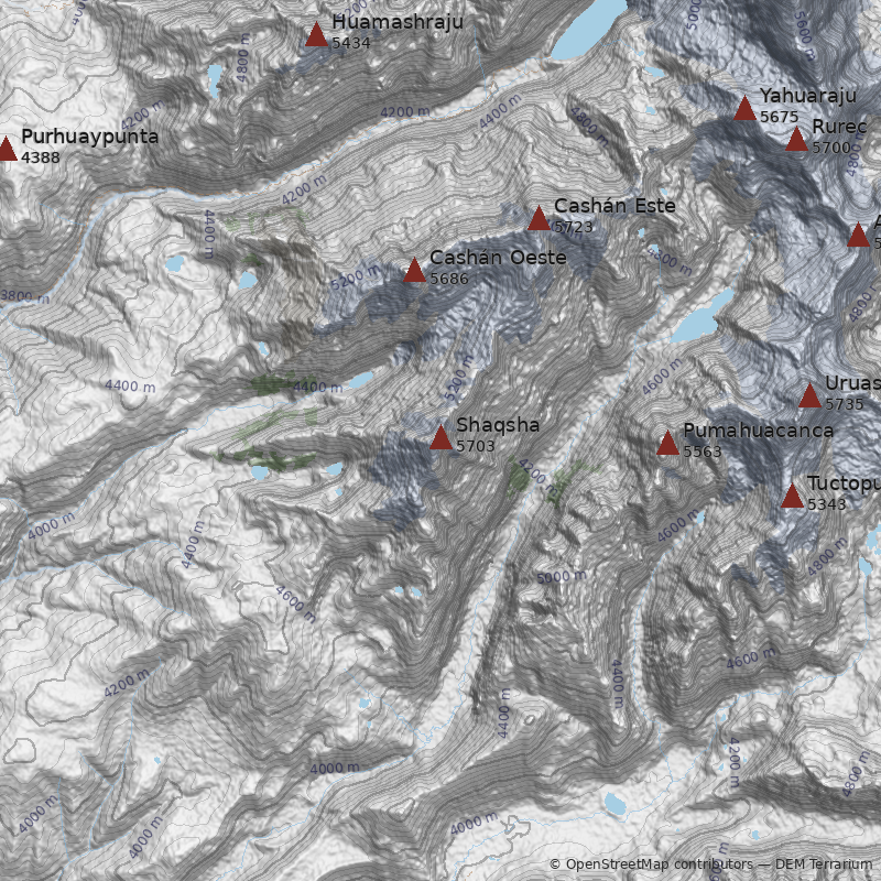 Mapa Nevado Shaqsha