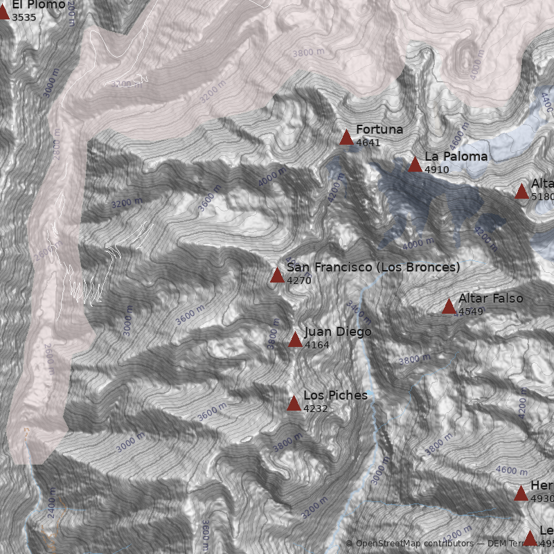 Mapa Cerro San Francisco (Los Bronces)