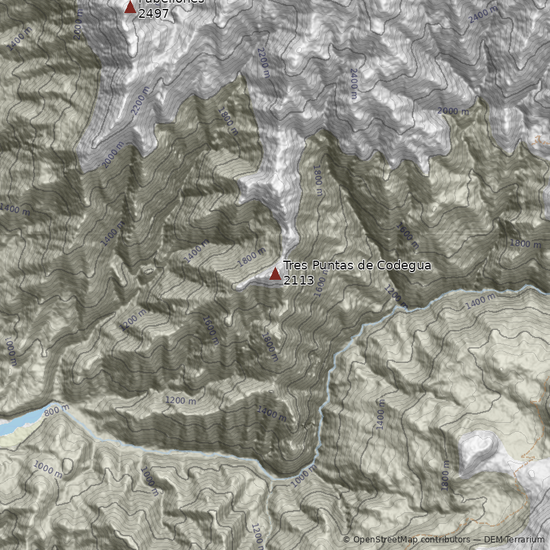 Mapa Cerro Tres Puntas de Codegua