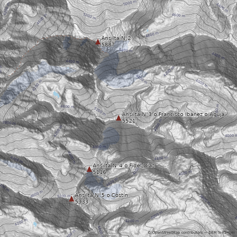 Mapa Pico Ansilta N°3 o Francisco Ibáñez o Aguja