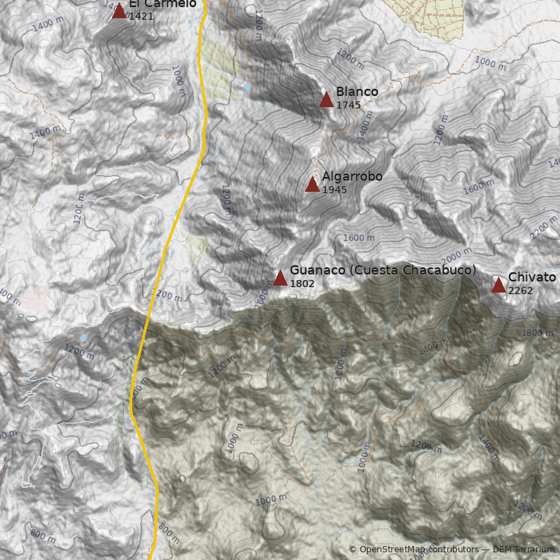 Mapa Cerro Guanaco (Cuesta Chacabuco)