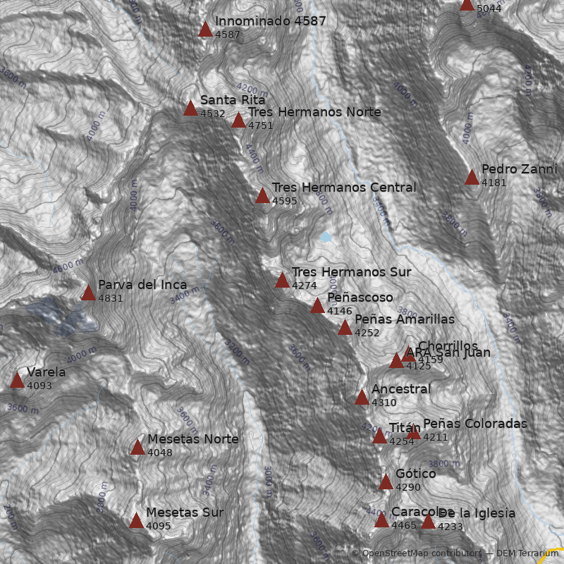Mapa Cerro Tres Hermanos Sur
