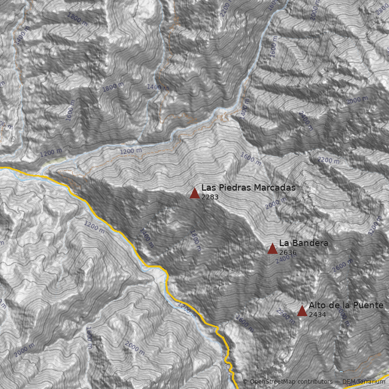 Mapa Cerro Las Piedras Marcadas