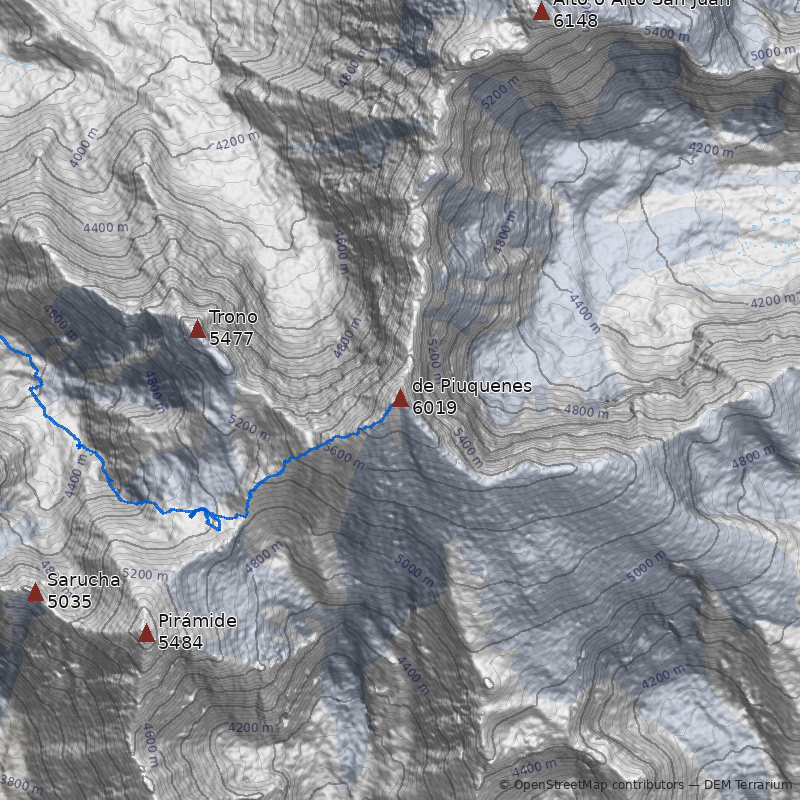 Mapa Nevado de los Piuquenes