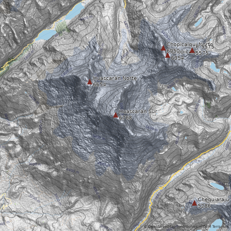 Mapa Nevado Huascarán Sur