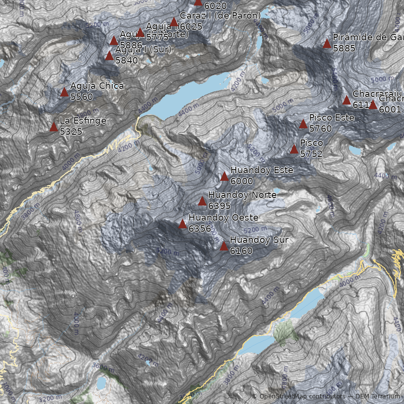 Mapa Nevado Huandoy Norte