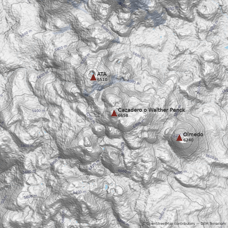 Mapa Volcán Cazadero o Walther Penck