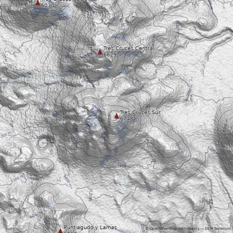 Mapa Nevado Tres Cruces Sur