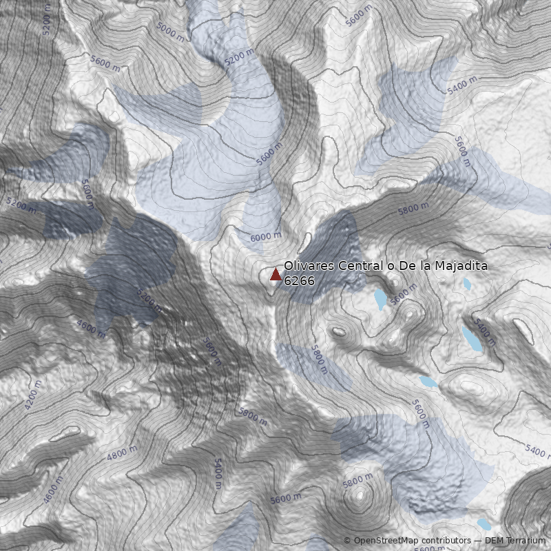 Mapa Nevado Olivares Central o De la Majadita