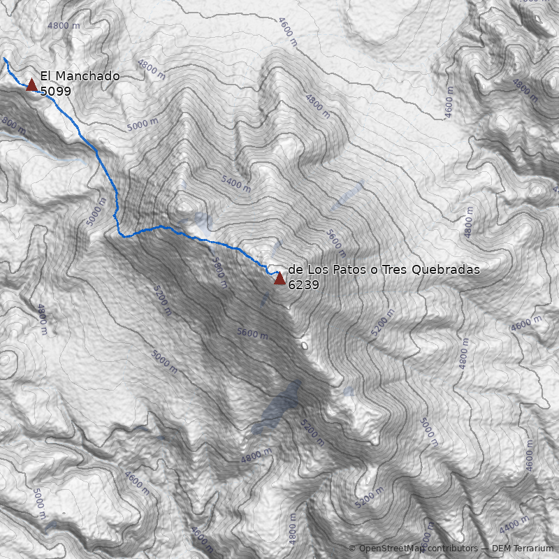 Mapa Cerro de Los Patos o Tres Quebradas